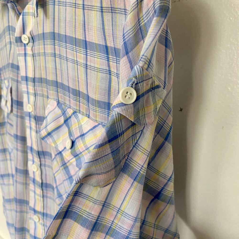 Vintage 1970's Thin Pearl Snap Short Sleeve Plaid Shirt - Picture 4 of 7